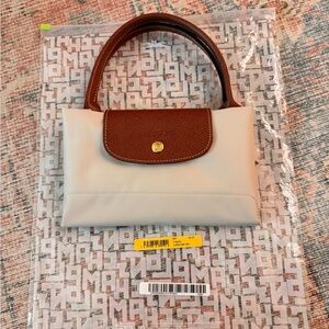 Longchamp Cream and Brown Shoulder Bag